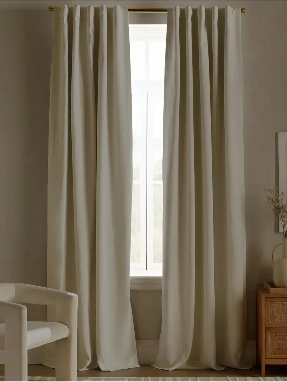 NWOT Quince 48x96 in Ivory Linen Blackout Drapery Panel - Each Panel Retail $102